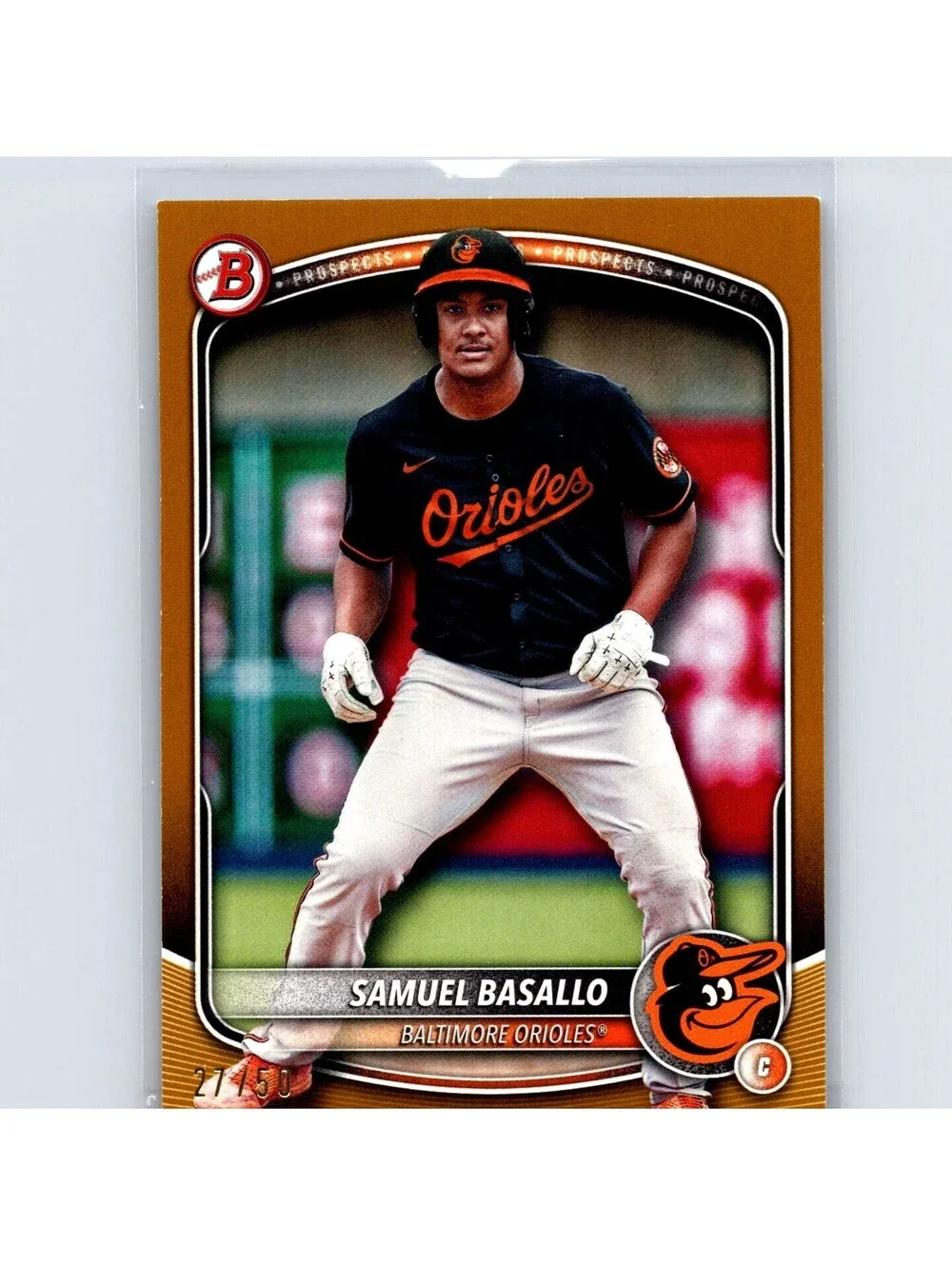 2025 Bowman - Prospects Samuel Basallo #BP-109 - Gold /50 - Baltimore Orioles